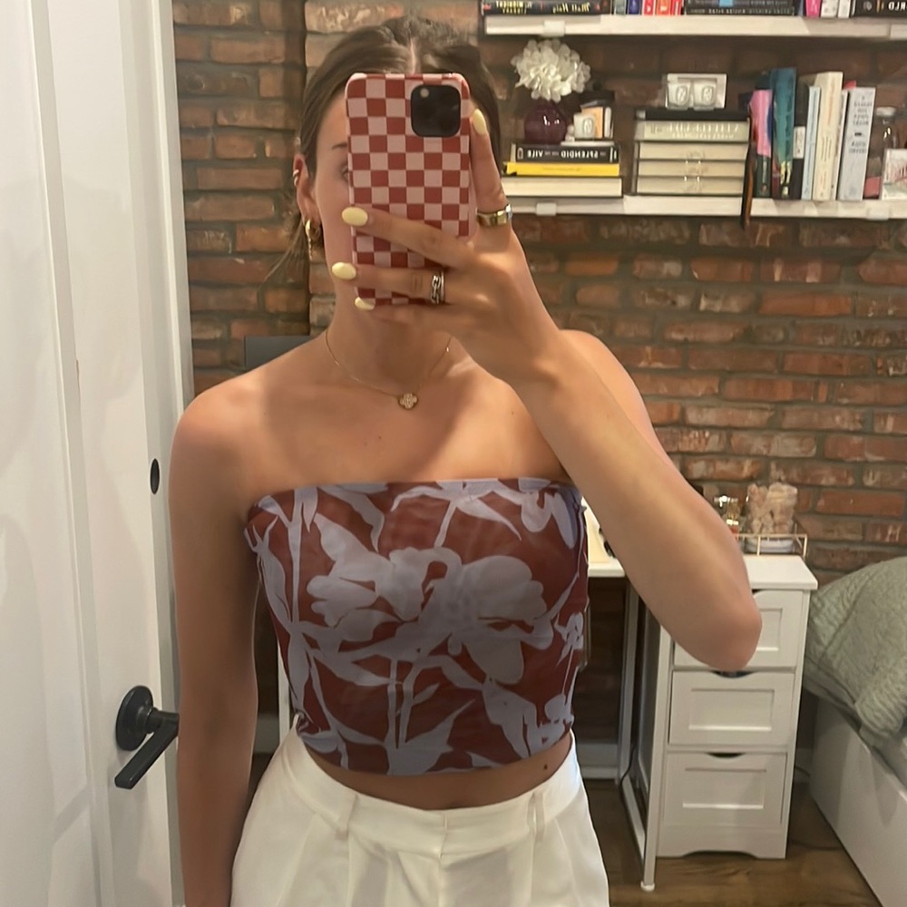 Tiger Mist Floral Tube Top Size XS